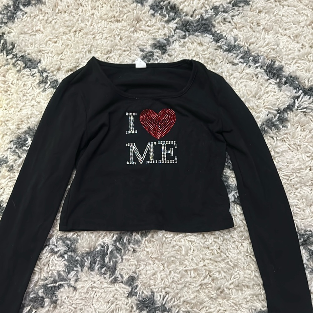 Girls black shirt with diamonds